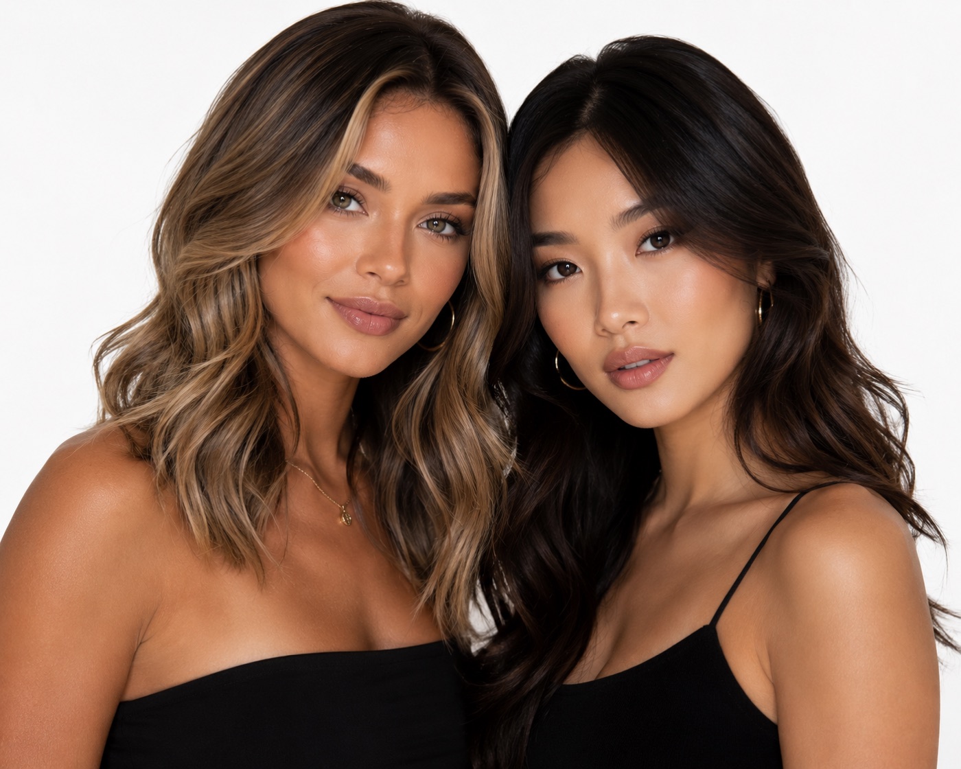 Two clients, balayage and brunette luxury waves · Maison Ivory
